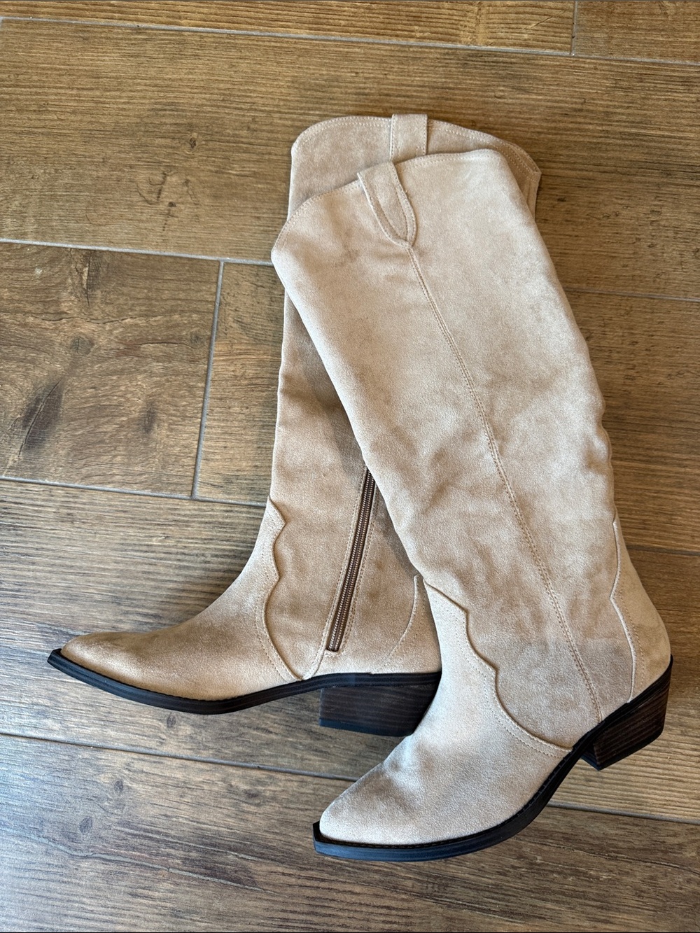 Dolce Vita Beige Suede Knee-High Boots